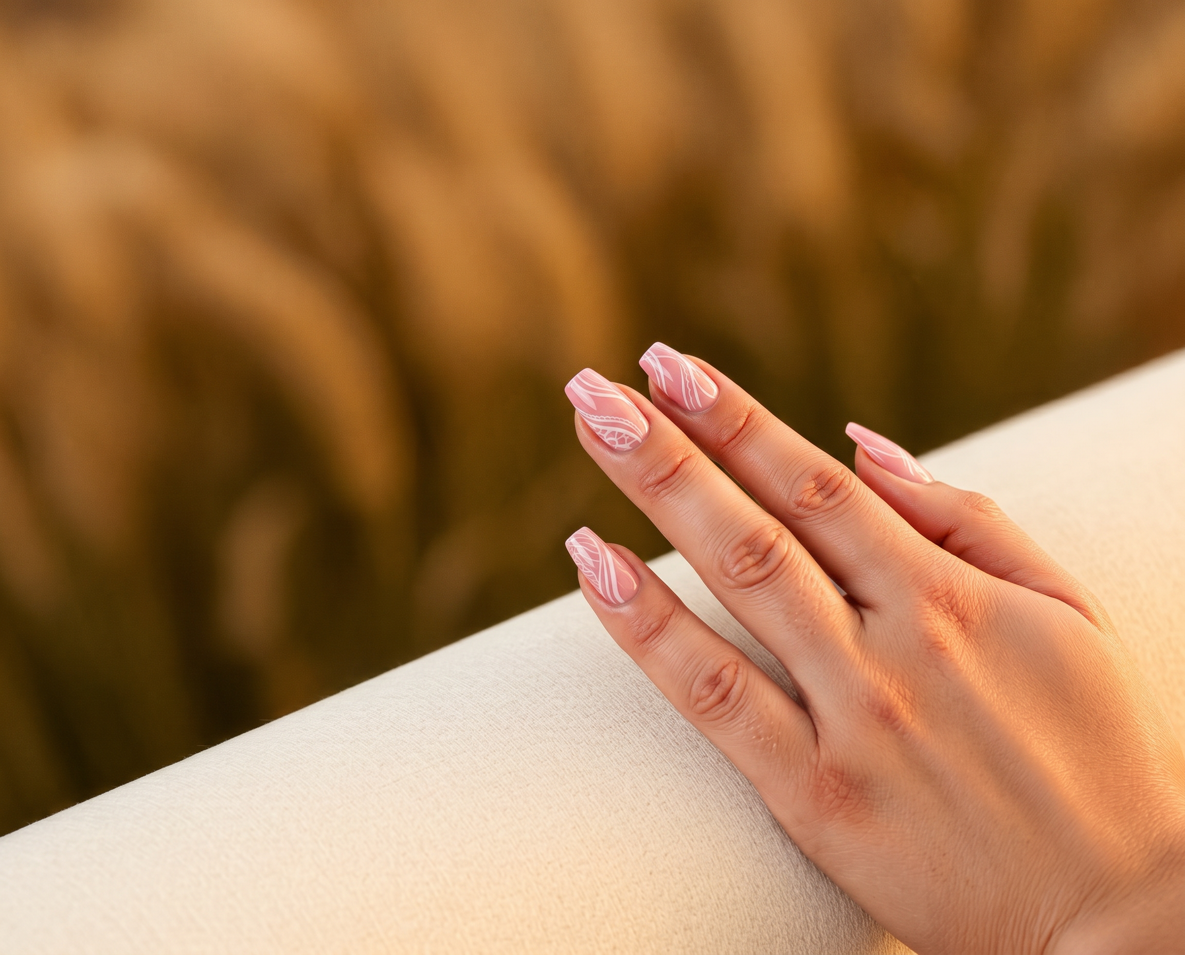 Beautifully manicured soft pink nails